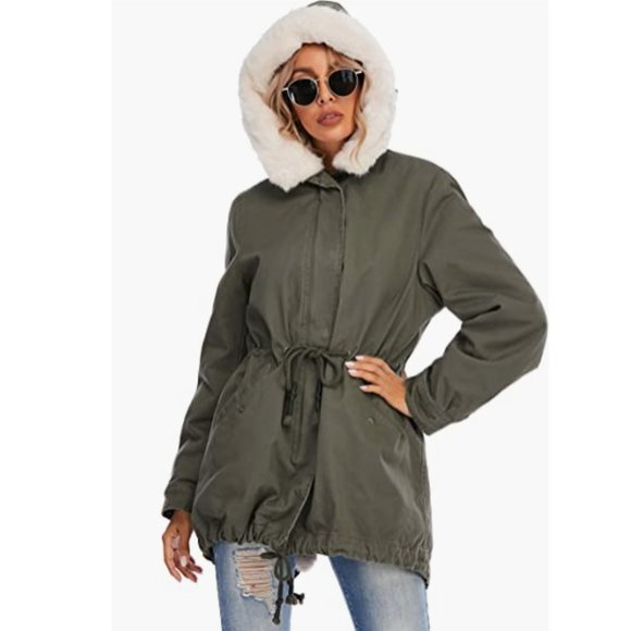 TIENFOOK Womens Parka Jacket Winter Coat with Draw Jackets & Coats Womens Parka Jacket